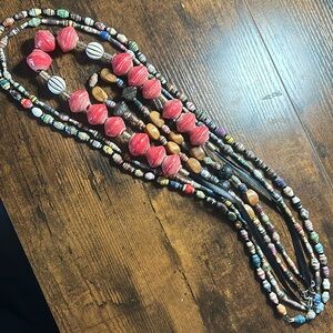 African Paper Bead Necklace Set